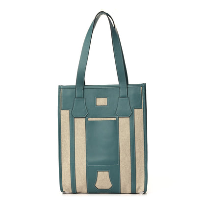 Hermes Canvas Calfskin Petit H Bell Tote Bag Bleu Violet Vert 1 of 8