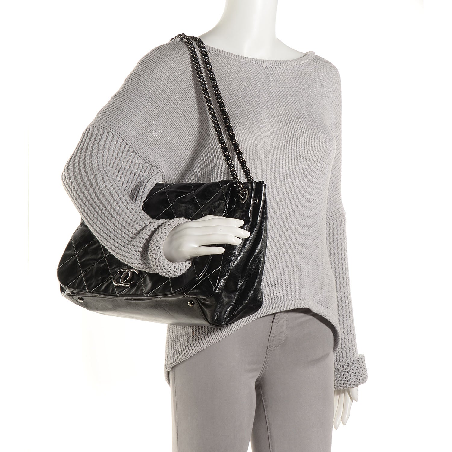 Chanel Glazed Goatskin Double Stitch Accordion Flap Black 2 of 7