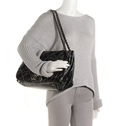 Chanel Glazed Goatskin Double Stitch Accordion Flap Black 2 of 7