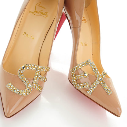Christian Louboutin Patent Strass Sex 100 Pumps 38.5 Nude Gold 7 of 8