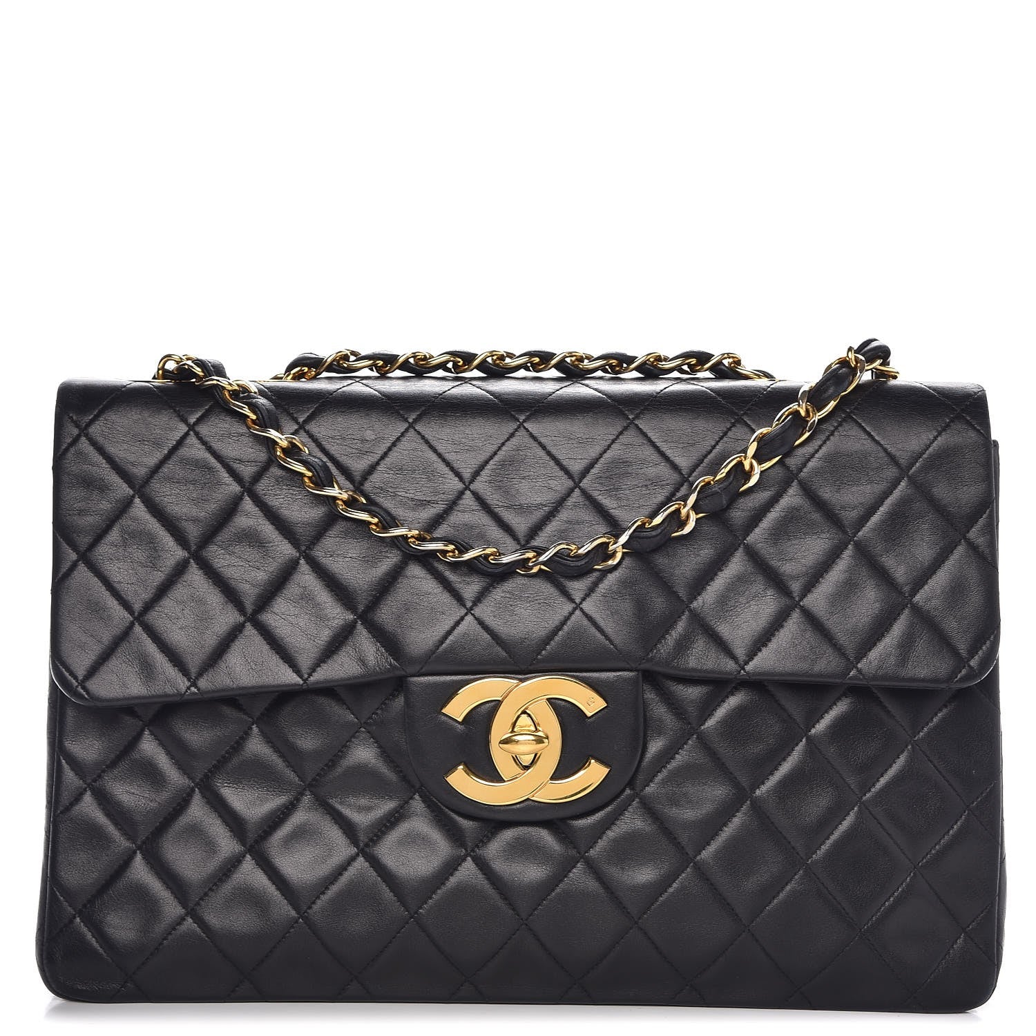 Chanel Lambskin Quilted XL Jumbo Single Flap Black 1 of 10