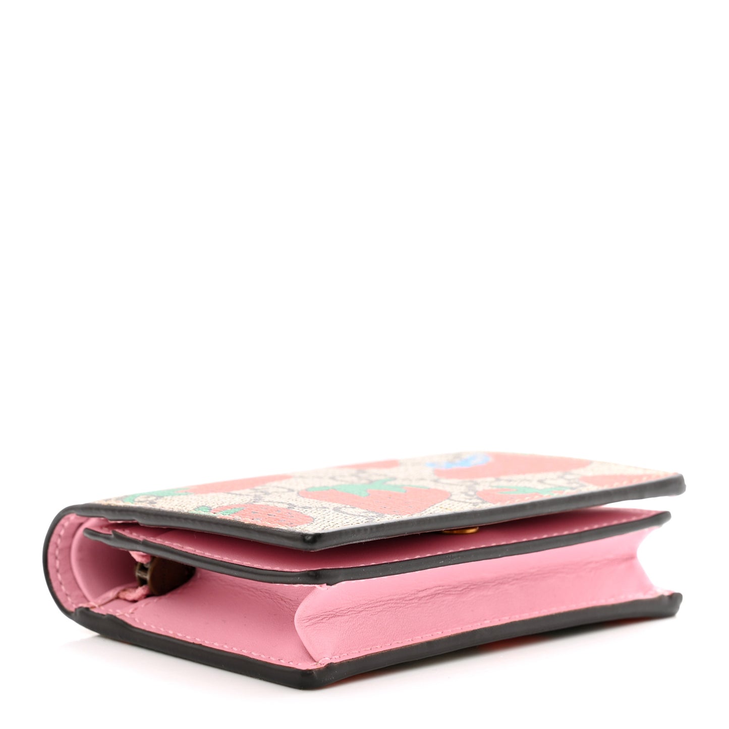 GG Supreme Monogram Strawberry Card Case