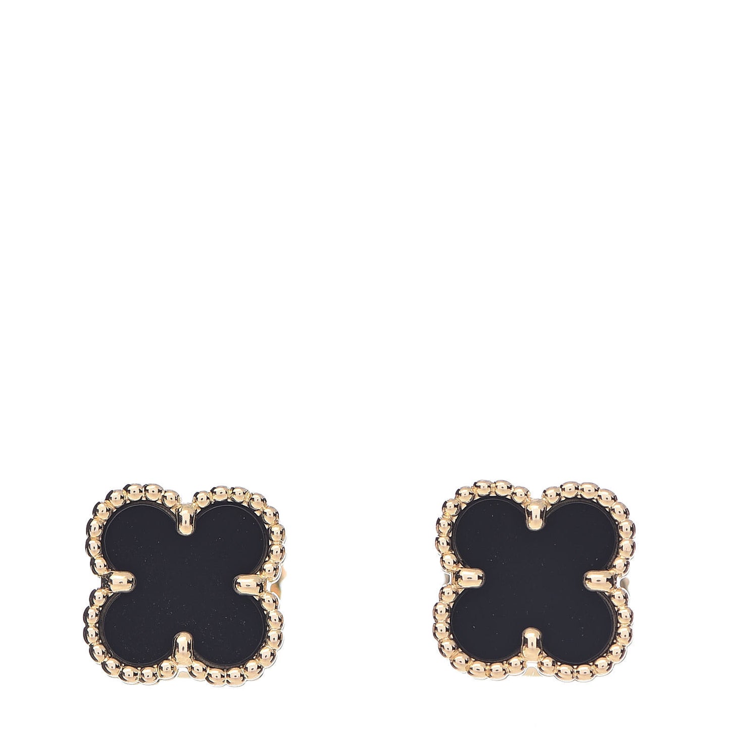 18K Yellow Gold Black Onyx Sweet Alhambra Earrings
