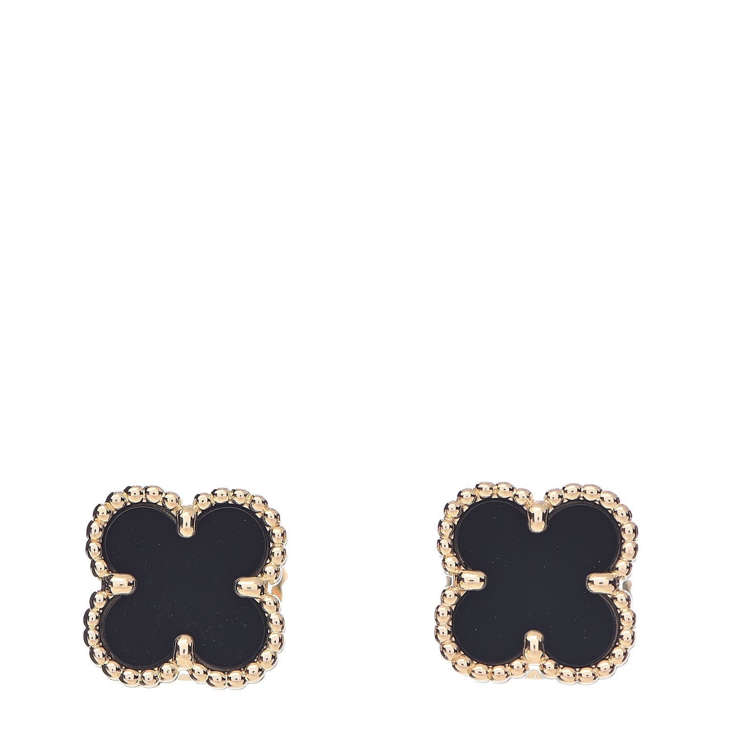Van Cleef & Arpels 18K Yellow Gold Black Onyx Sweet Alhambra Earrings 1 of 7