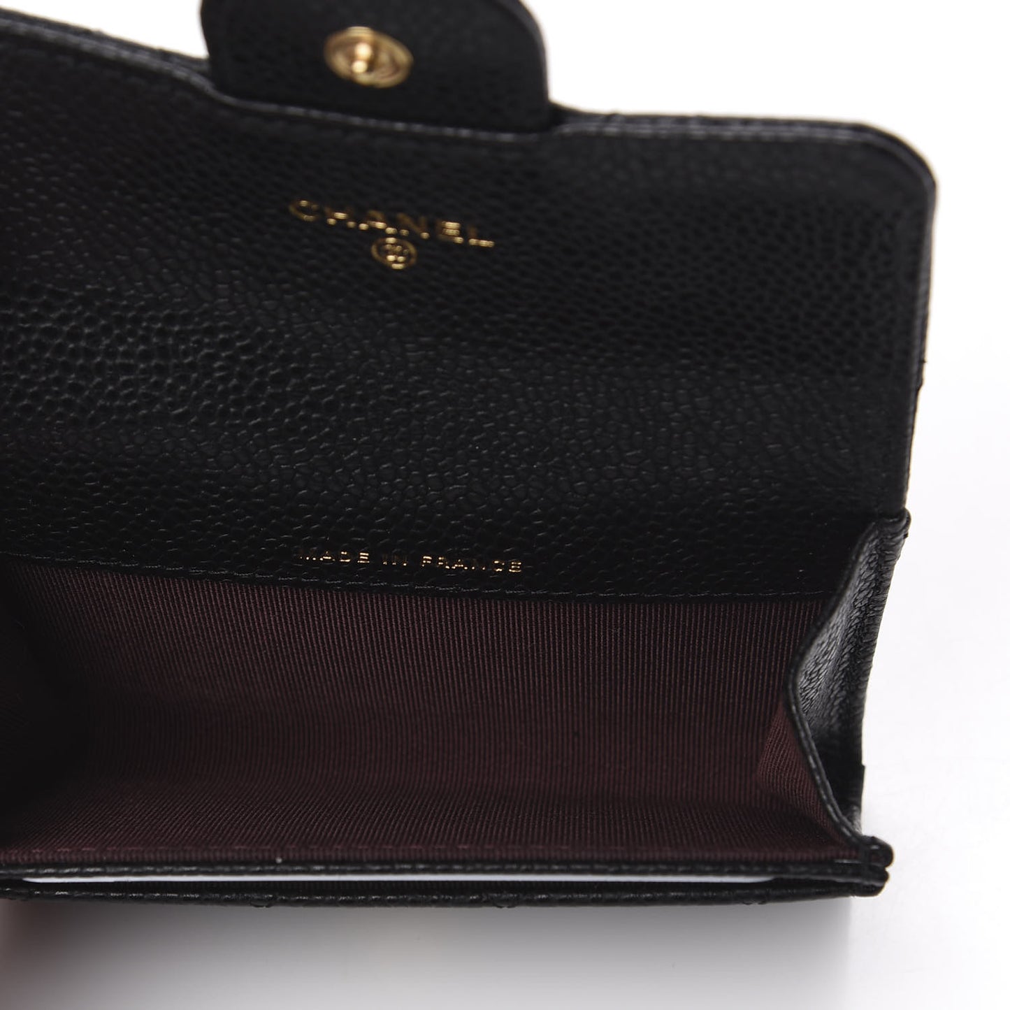 Caviar Quilted Flap Card Holder Wallet Black