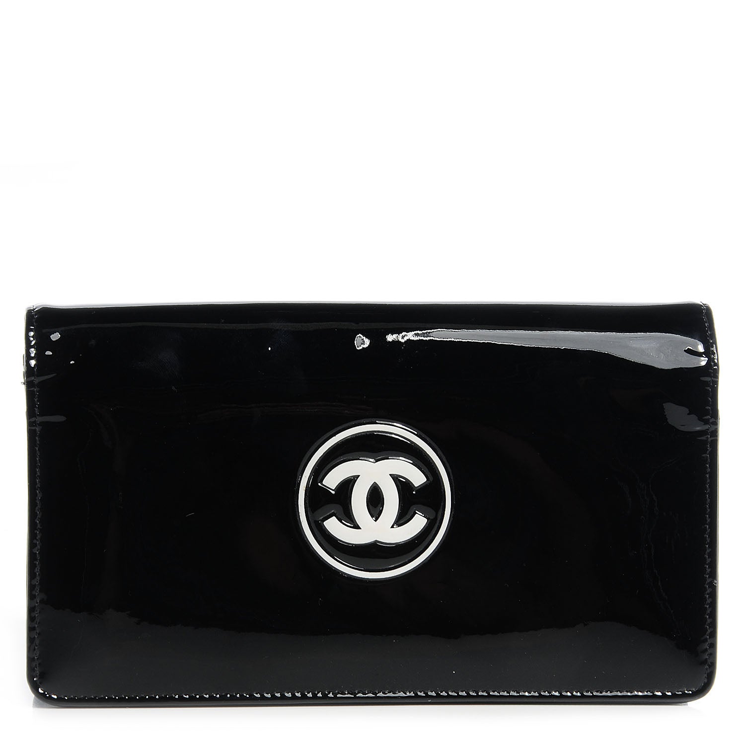 Chanel Patent CC Yen Wallet Black White 1 of 8