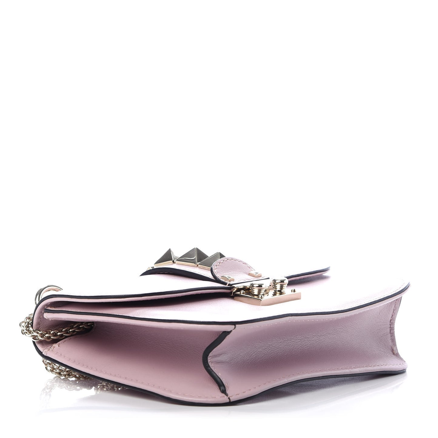 Vitello Small Glam Lock Rockstud Flap Water Rose