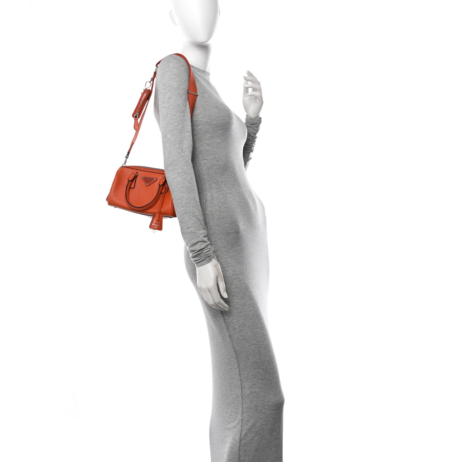 Prada Saffiano Lux Top Handle Crossbody Bag Papaya 2 of 10