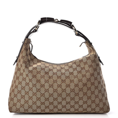 Gucci Monogram Medium Horsebit Chain Hobo Dark Brown 1 of 13