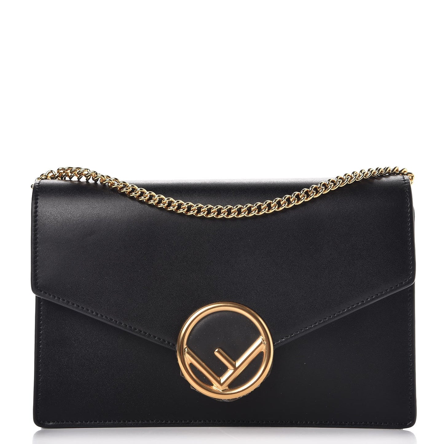 Vitello Liberty Lucido F is Fendi Medium Envelope Wallet on Chain Black