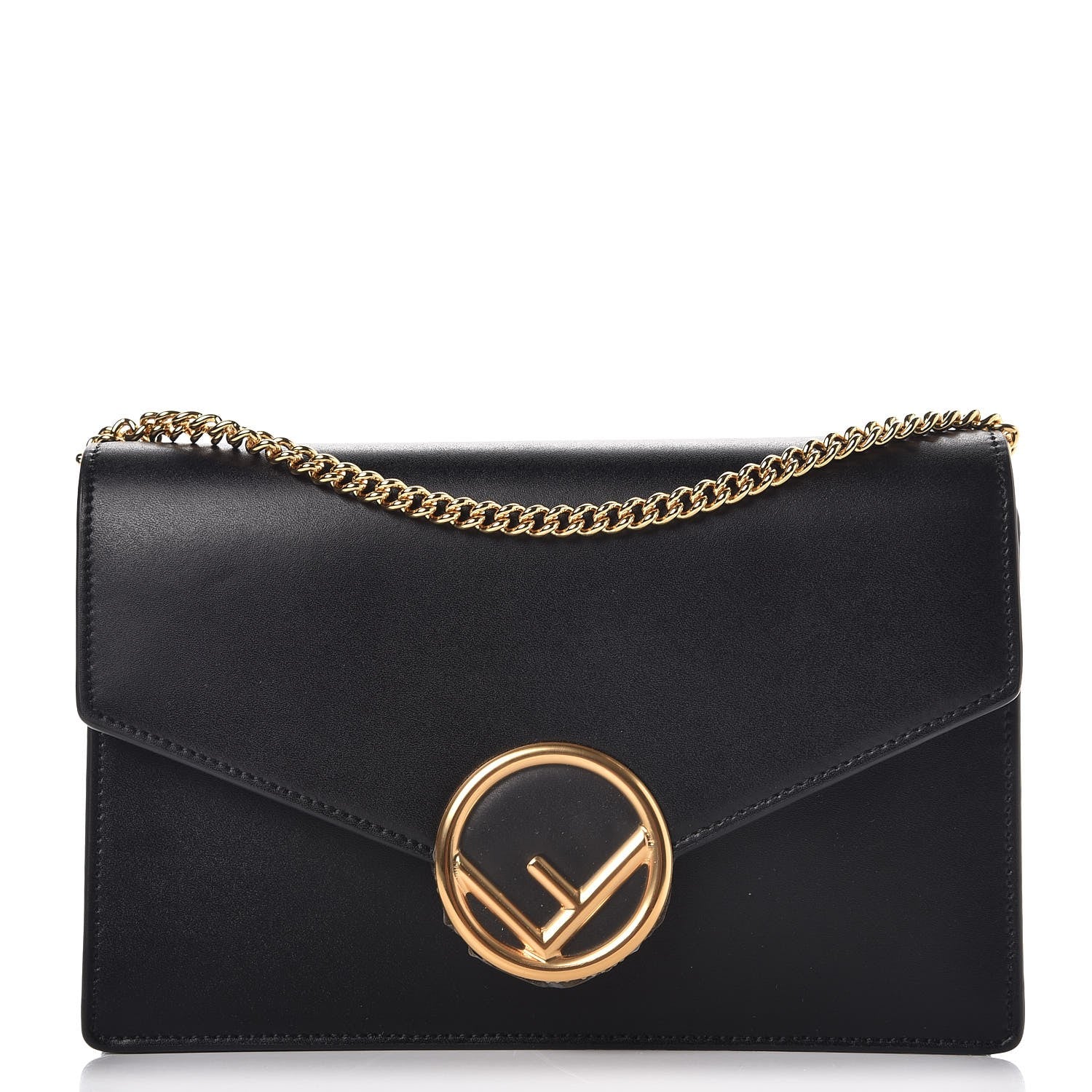 Fendi Vitello Liberty Lucido F is Fendi Medium Envelope Wallet on Chain Black 1 of 7