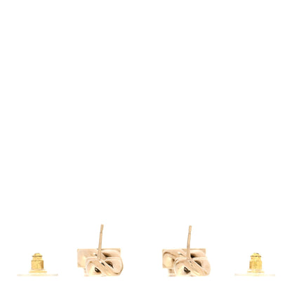 Chanel Crystal Dog Tag Charm Earrings Gold 3 of 5