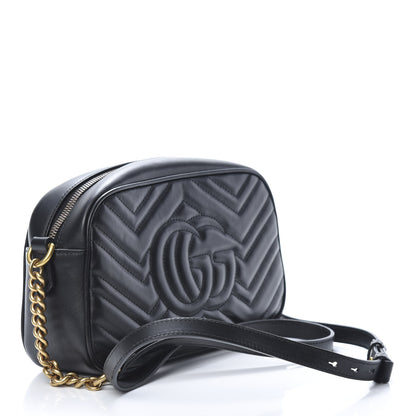 Gucci Calfskin Matelasse Small GG Marmont Chain Shoulder Bag Black 3 of 10