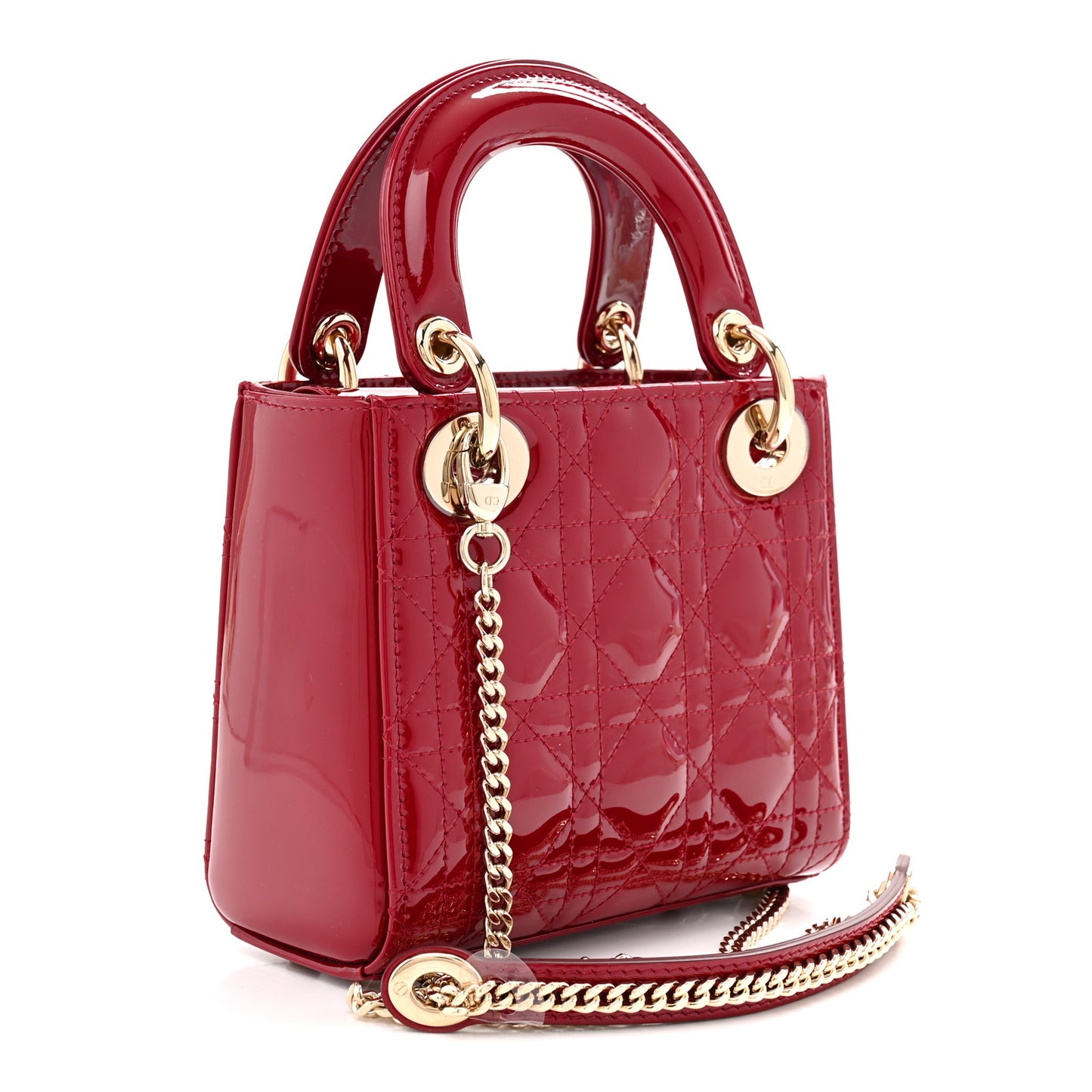 Patent Cannage Mini Lady Dior Red