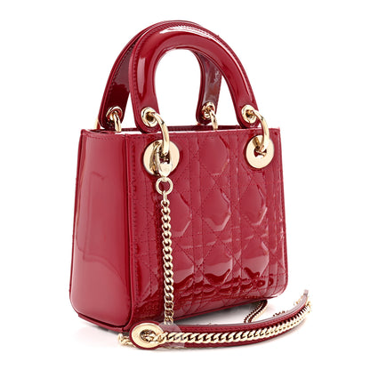 Christian Dior Patent Cannage Mini Lady Dior Red 3 of 12