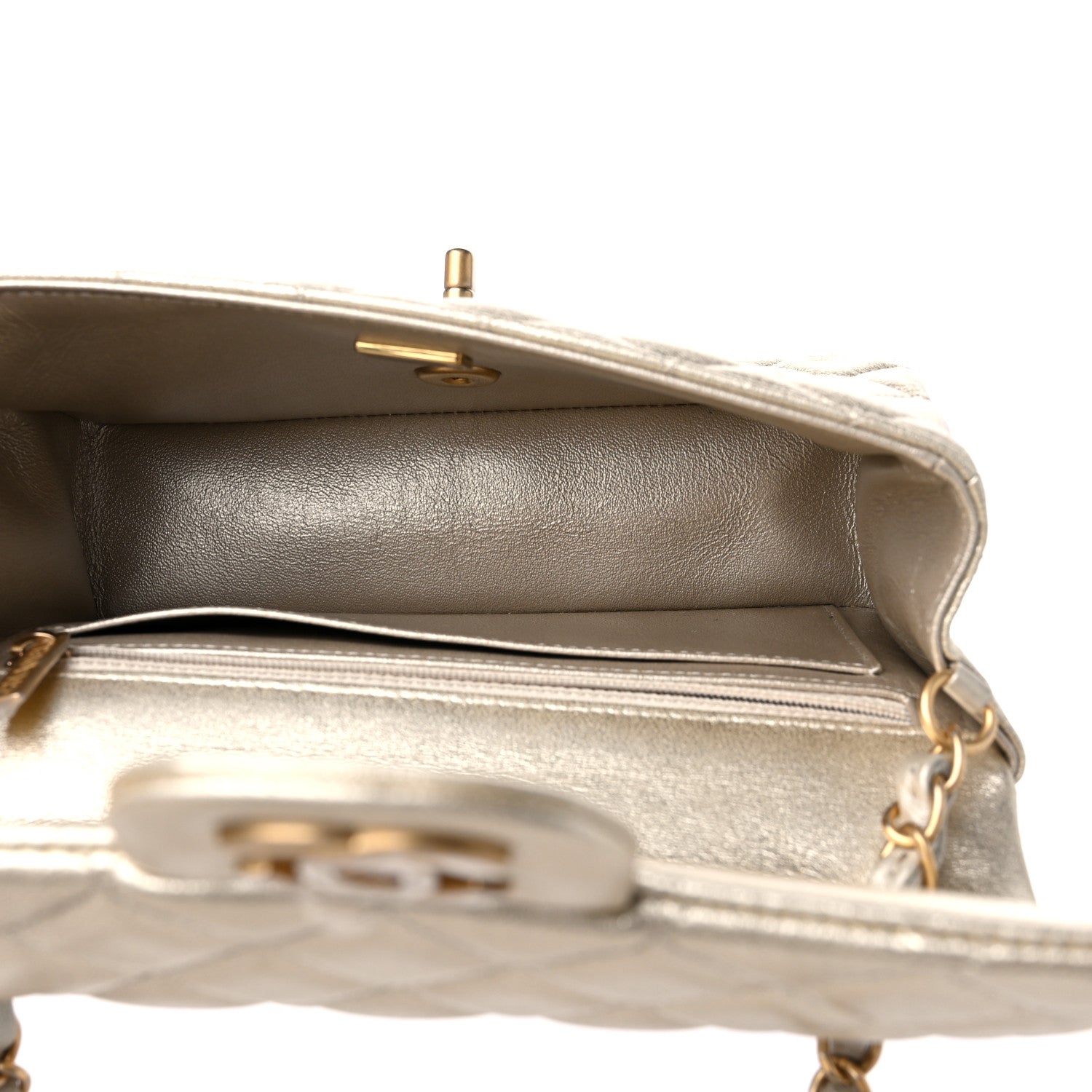 Chanel Metallic Lambskin Quilted Mini Rectangular Flap Gold 5 of 10