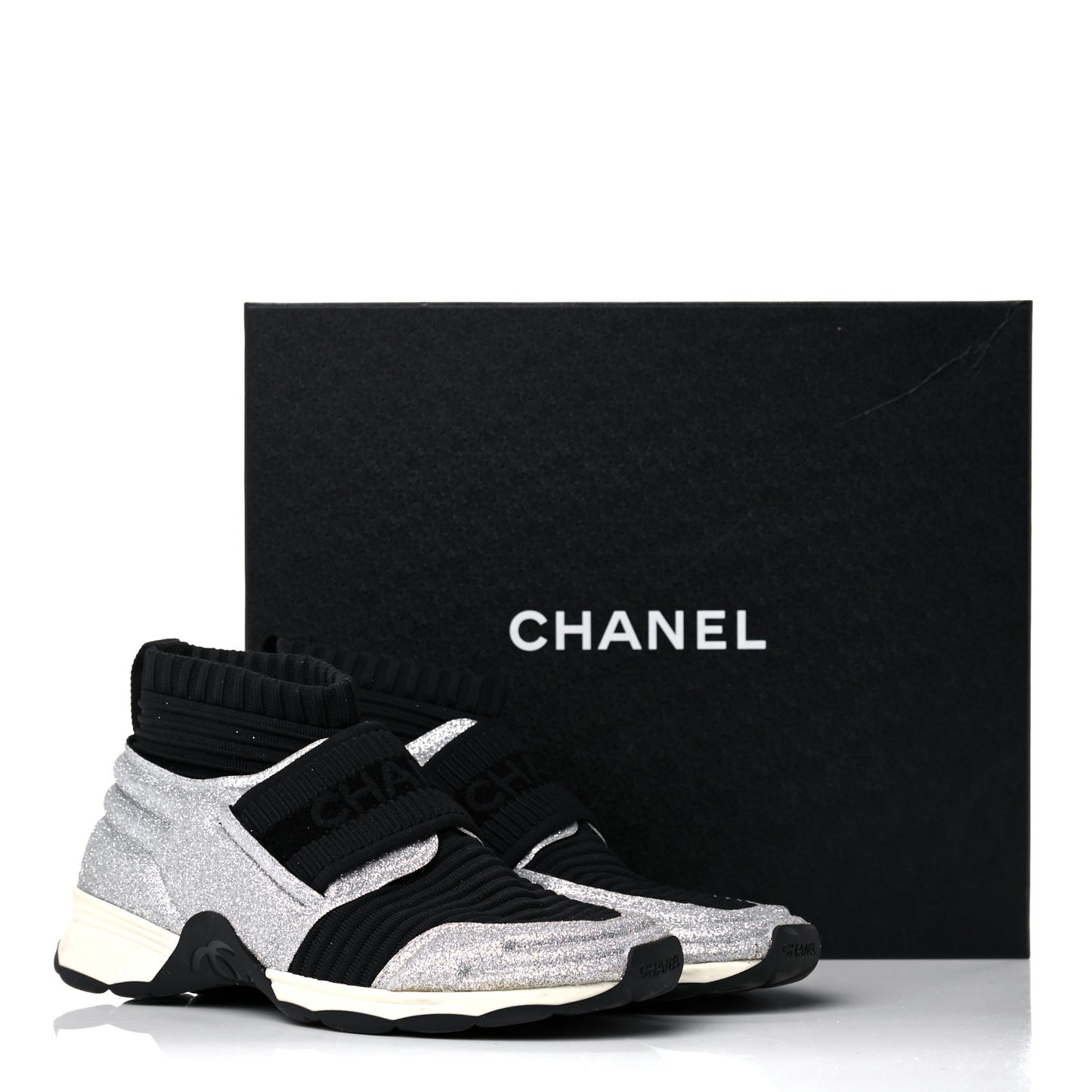 Glitter Stretch Fabric CC Sneakers 36.5 Black Silver