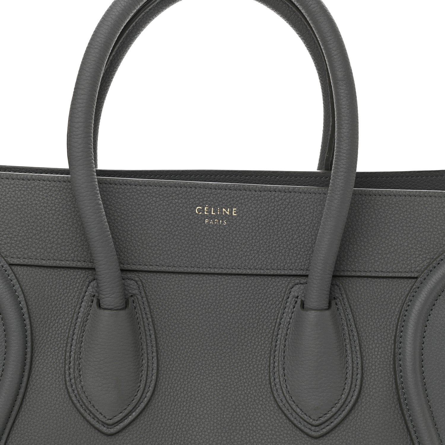 Celine Drummed Calfskin Mini Luggage Kohl 8 of 10