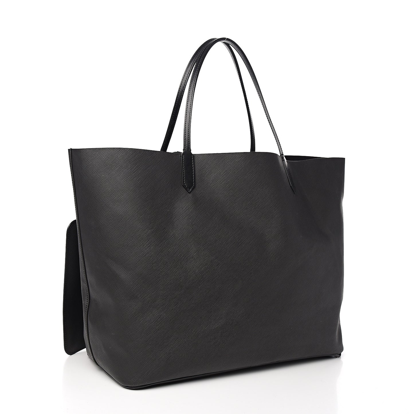 Textured Coated Canvas Bambi Print Large Antigona Tote Black