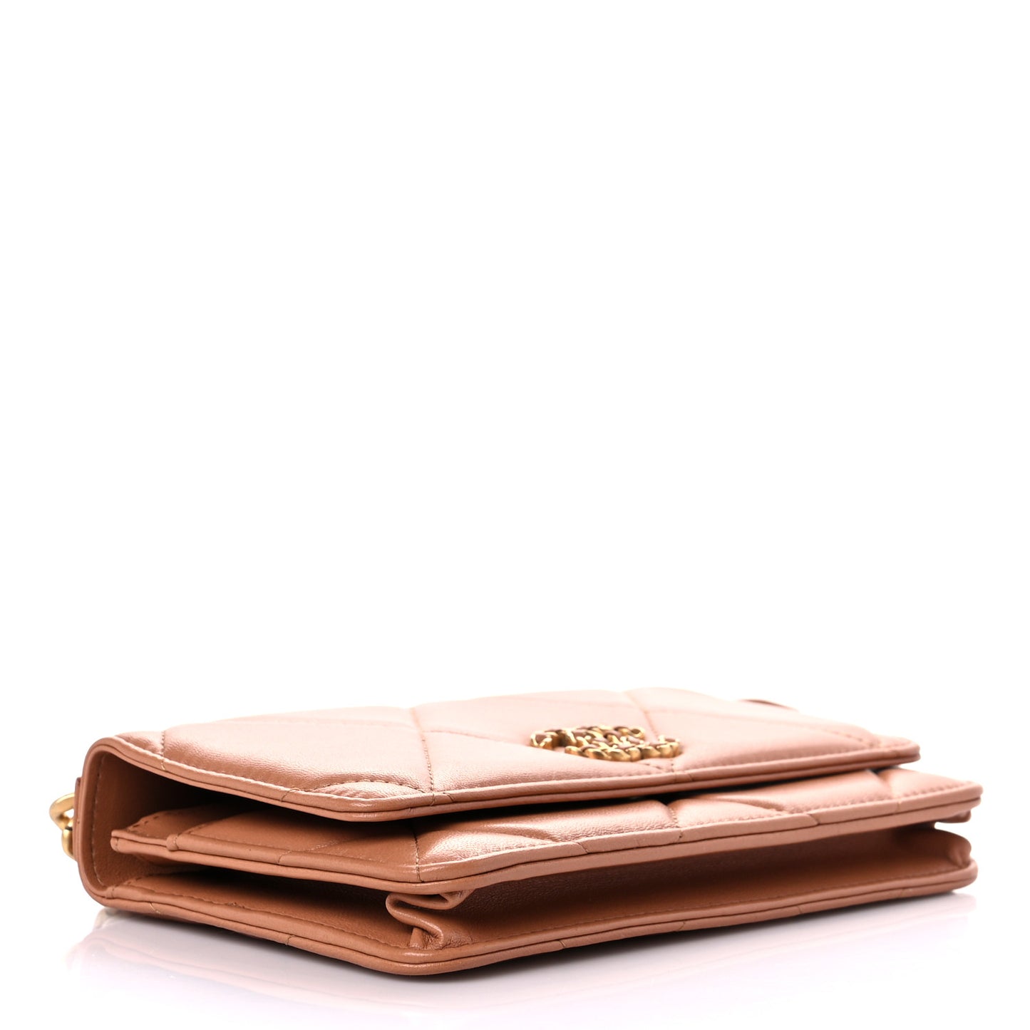 Lambskin Quilted Chanel 19 Wallet On Chain WOC Brown