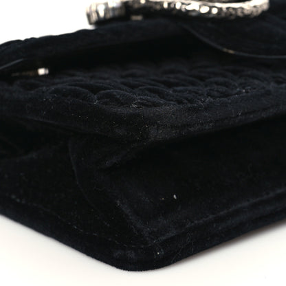 Miu Miu Velvet Matelasse Pearl Embellished Chain Clutch Black 7 of 8