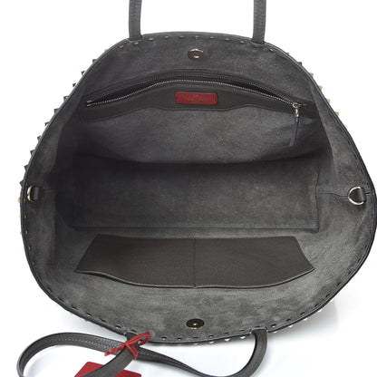 Valentino Garavani Grained Calfskin Rockstud Shoulder Tote Graphite 5 of 10