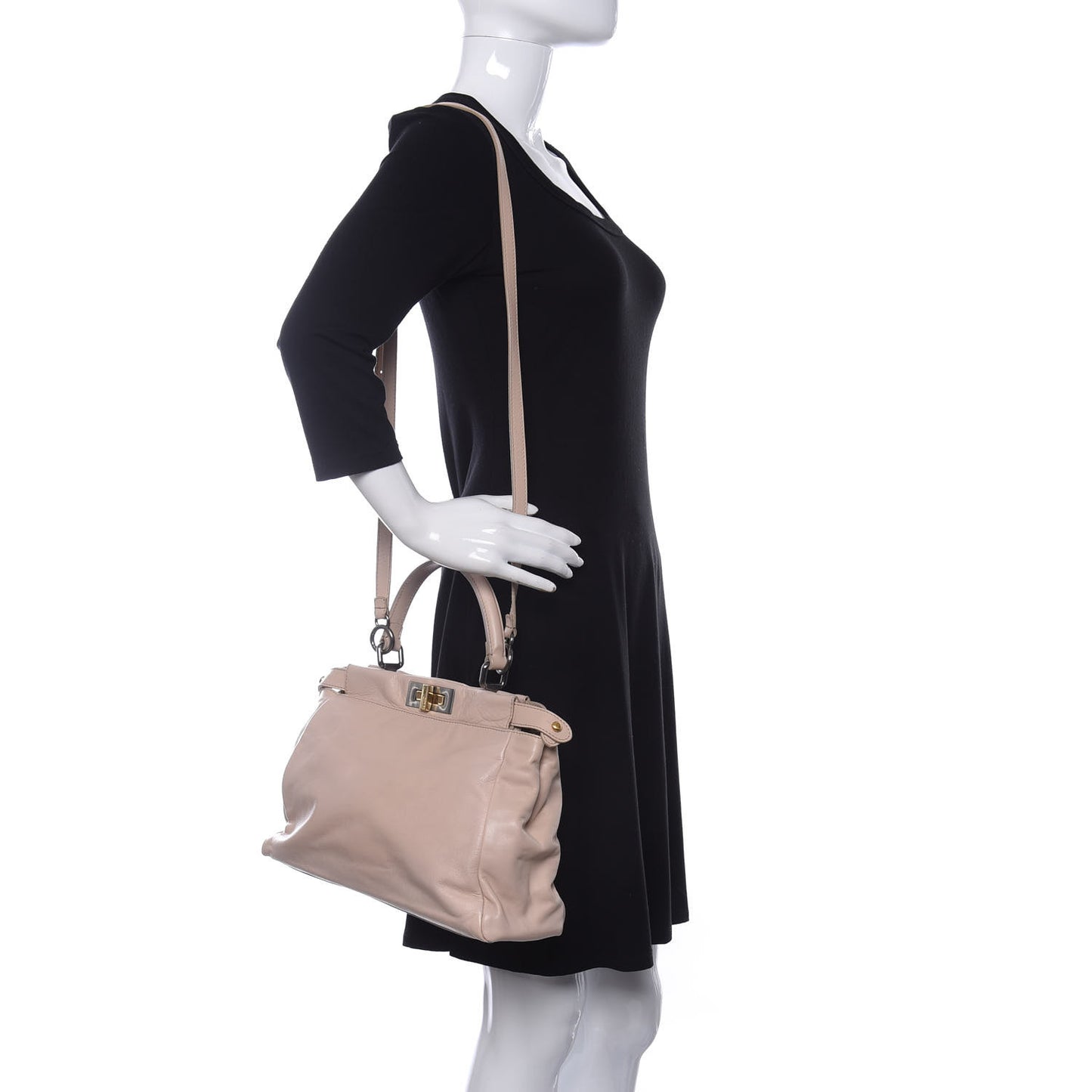 Calfskin Medium Peekaboo Iconic Satchel Nude