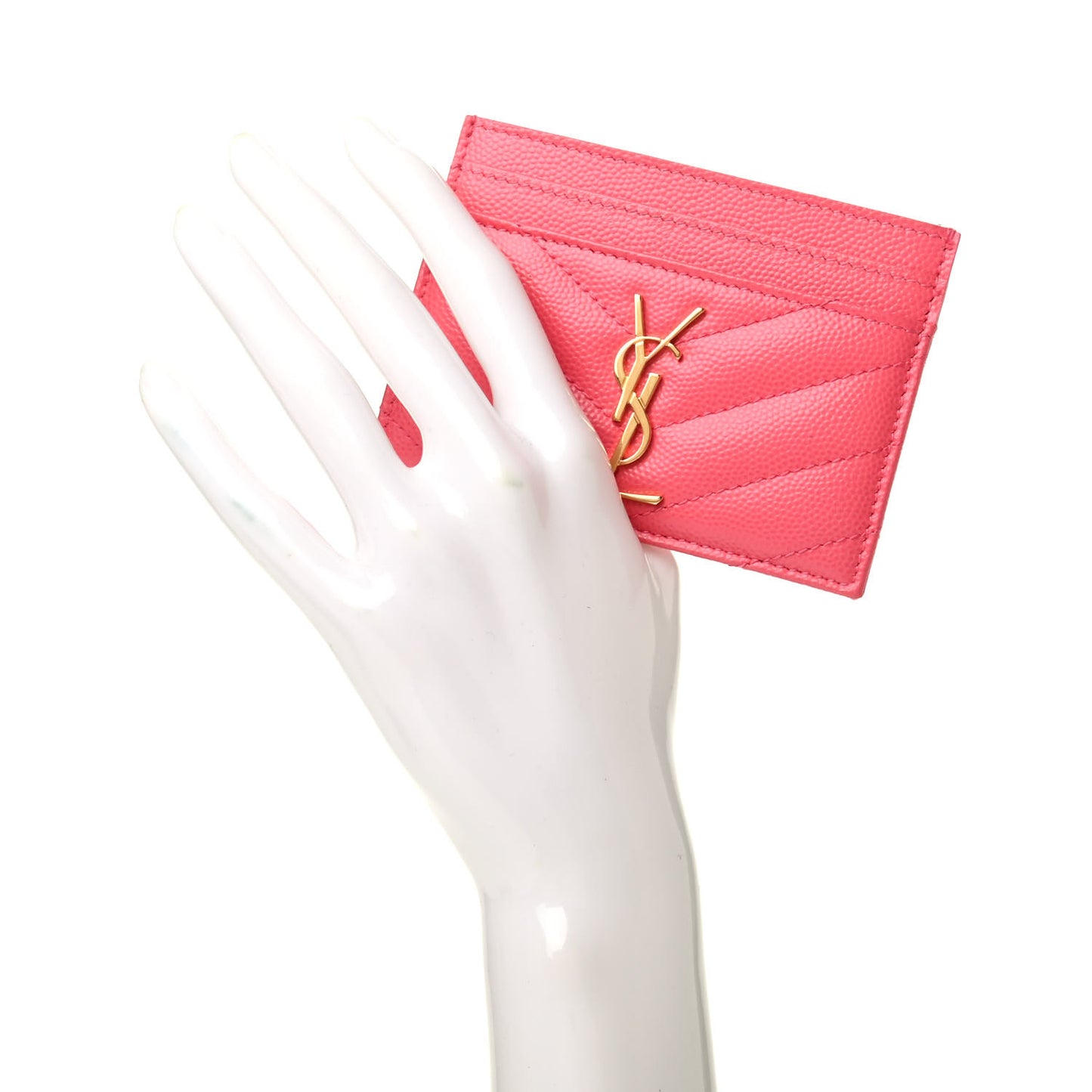 Grain De Poudre Matelasse Chevron Monogram Credit Card Case Pink