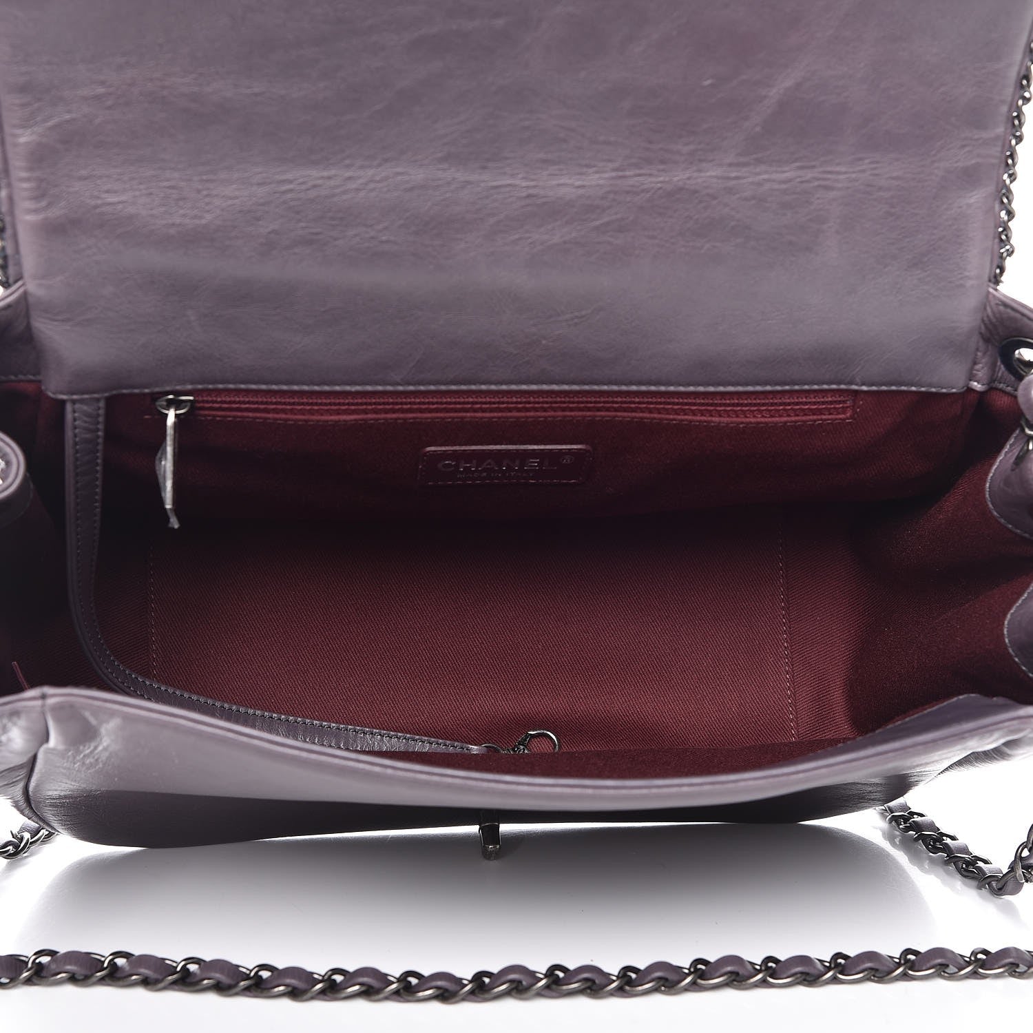 Chanel Calfskin Quilted Large CC Enchained Accordion Flap Grey 5 of 8