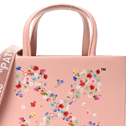 Off-White Saffiano Floral Printed Mini Arrow Crossbody Tote Pink Multicolor 7 of 13