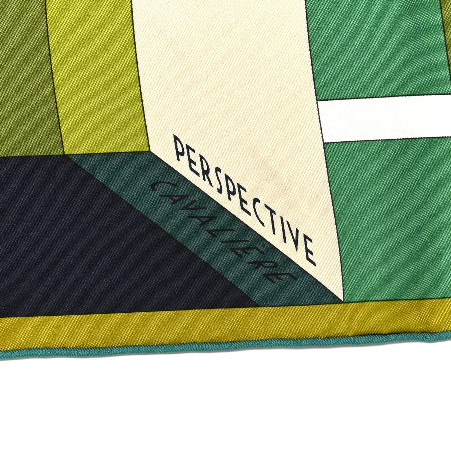 Hermes Silk Perspective Cavaliere 90 Twill Vert Creme Gris 5 of 5