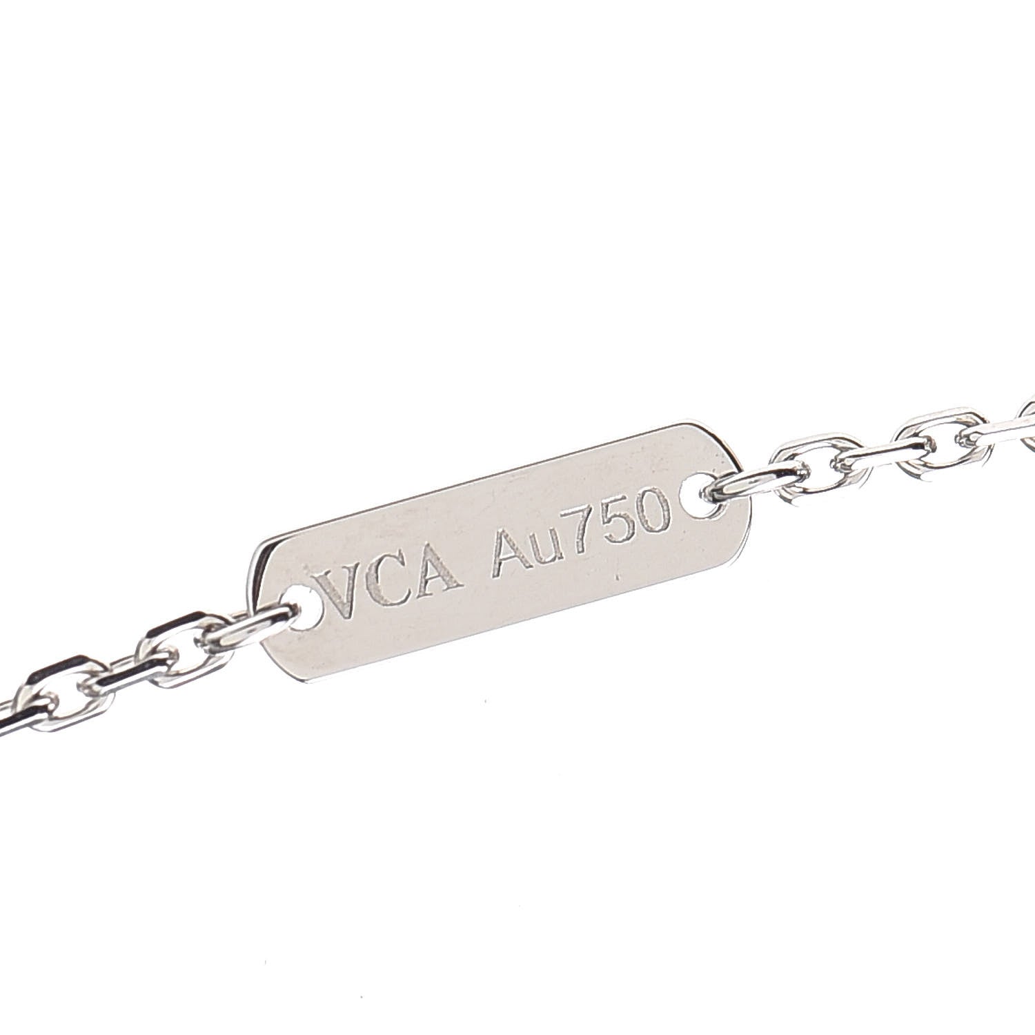 Van Cleef & Arpels 18K White Gold Mother of Pearl Vintage Alhambra Pendant Necklace 5 of 8