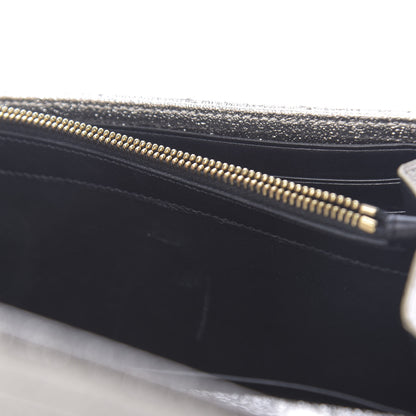 Saint Laurent Metallic Crackled Calfskin Matelasse Chevron Monogram Chain Wallet Platine 7 of 10