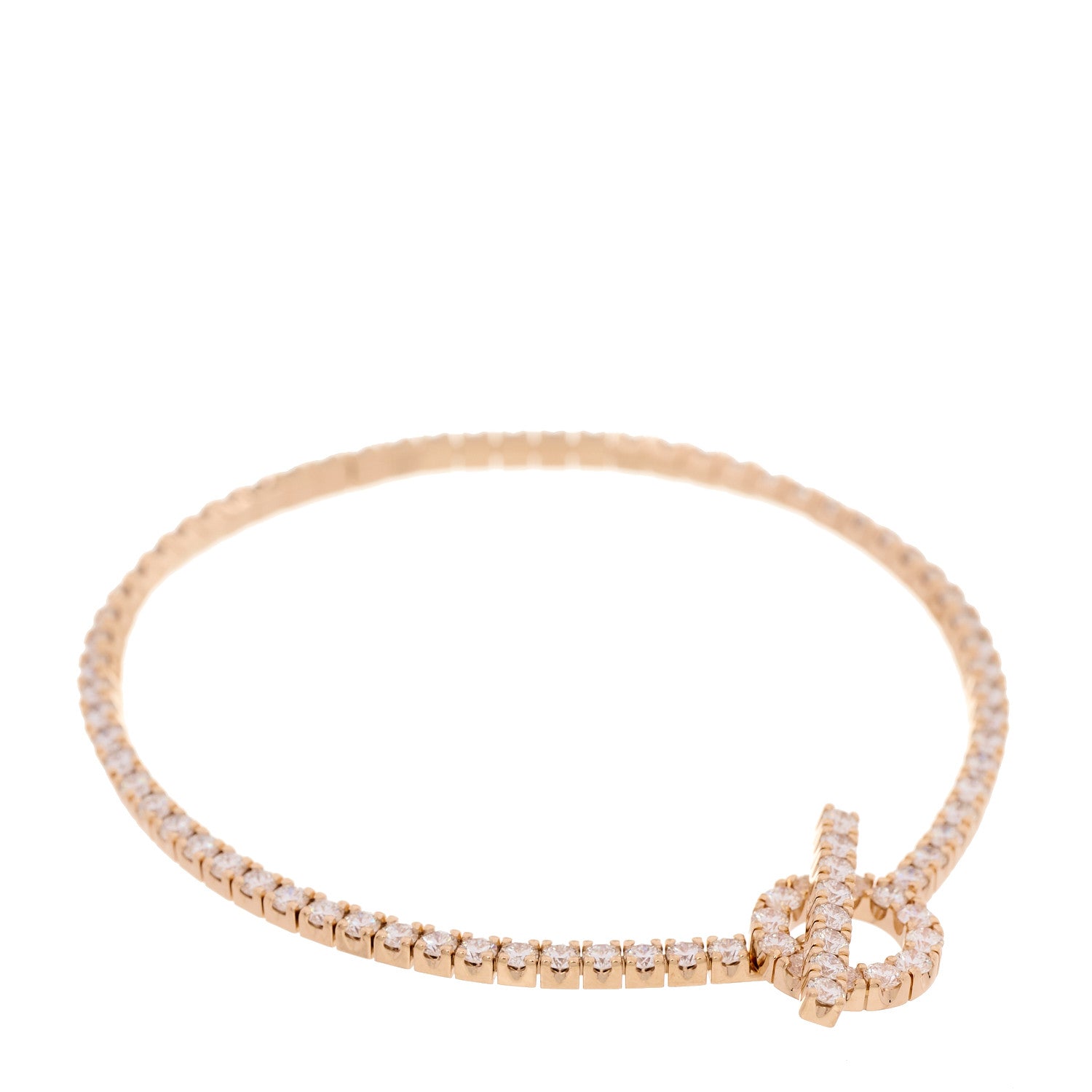 Hermes 18K Rose Gold Diamond Finesse Link Bracelet SH 1 of 5