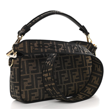 Fendi Fabric Jacquard FF 1974 Medium Baguette Tobacco Moro Black 3 of 9