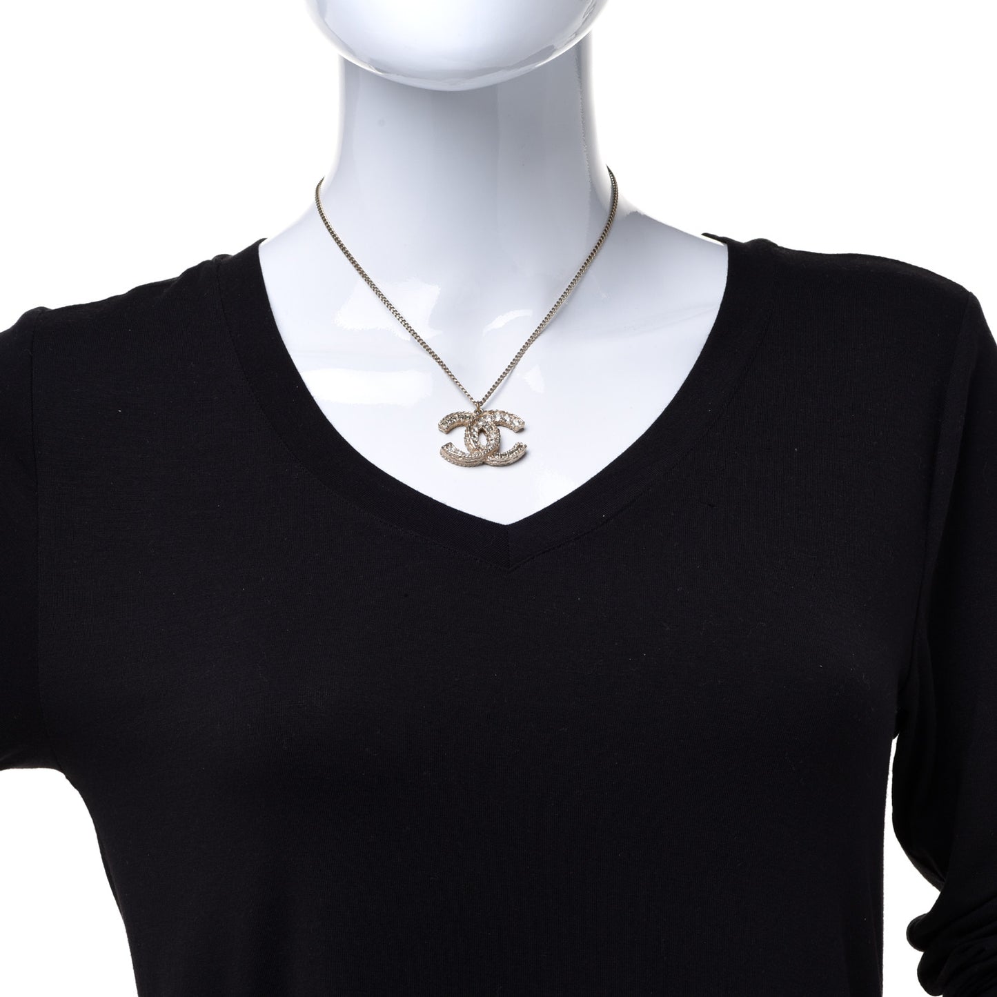Crystal Enamel CC Reversible Pendant Necklace Gold