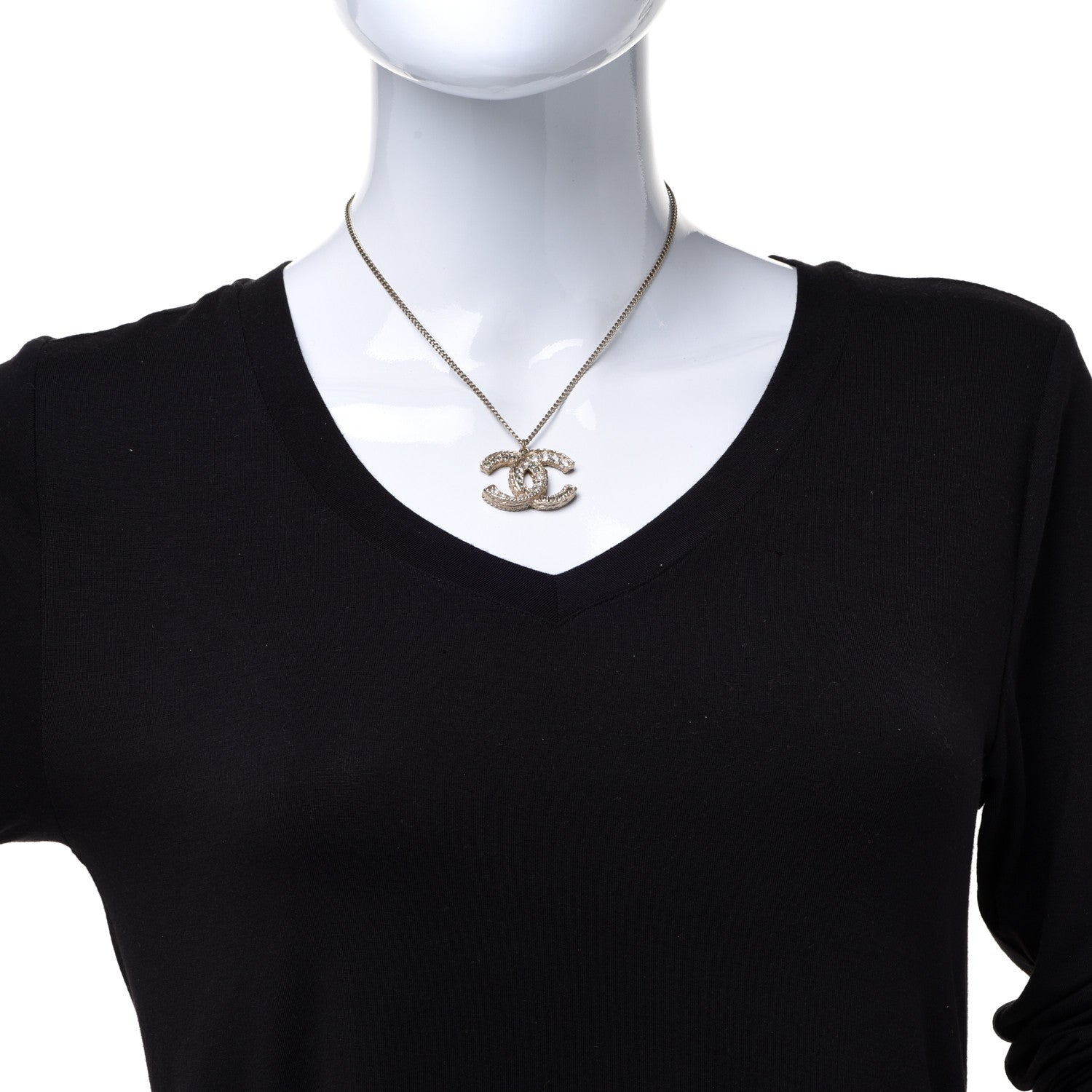 Chanel Crystal Enamel CC Reversible Pendant Necklace Gold 2 of 6