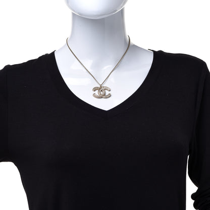 Chanel Crystal Enamel CC Reversible Pendant Necklace Gold 2 of 6