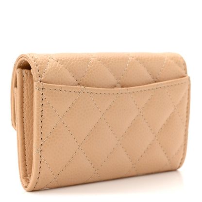 Chanel Caviar Quilted Flap Card Holder Wallet Beige 3 of 9