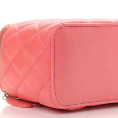 Chanel Lambskin Quilted Ombre Small Top Handle Vanity Case With Chain Coral 9 of 11