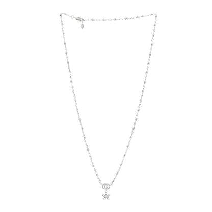 Gucci 18K White Gold Diamond Flora GG Pendant Necklace 3 of 4