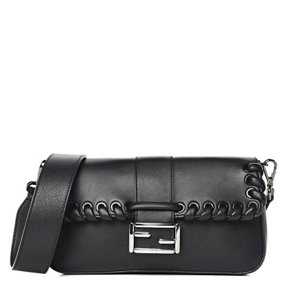 Fendi Vitello Dolce Lace Up Baguette Black 1 of 20