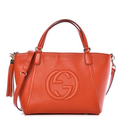 Gucci Pebbled Calfskin Small Soho Top Handle Bag Sun Orange 1 of 12