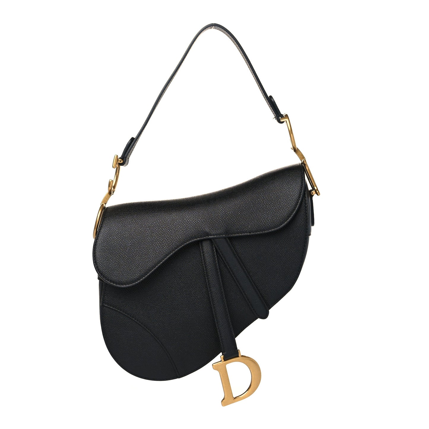 Grained Calfskin Saddle Bag Black