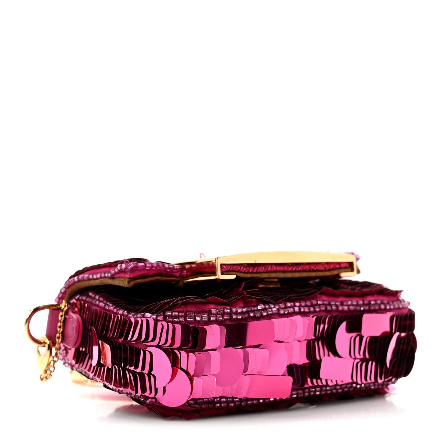 Sequin Paillettes Shiny Nappa Sex and the City Nano Maxi Buckle Baguette Charm Ciclamino Pilar