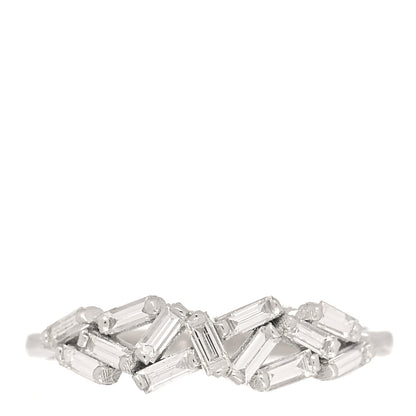 Suzanne Kalan 18K White Gold Diamond Baguette Fireworks Ring 54 6.75 1 of 4
