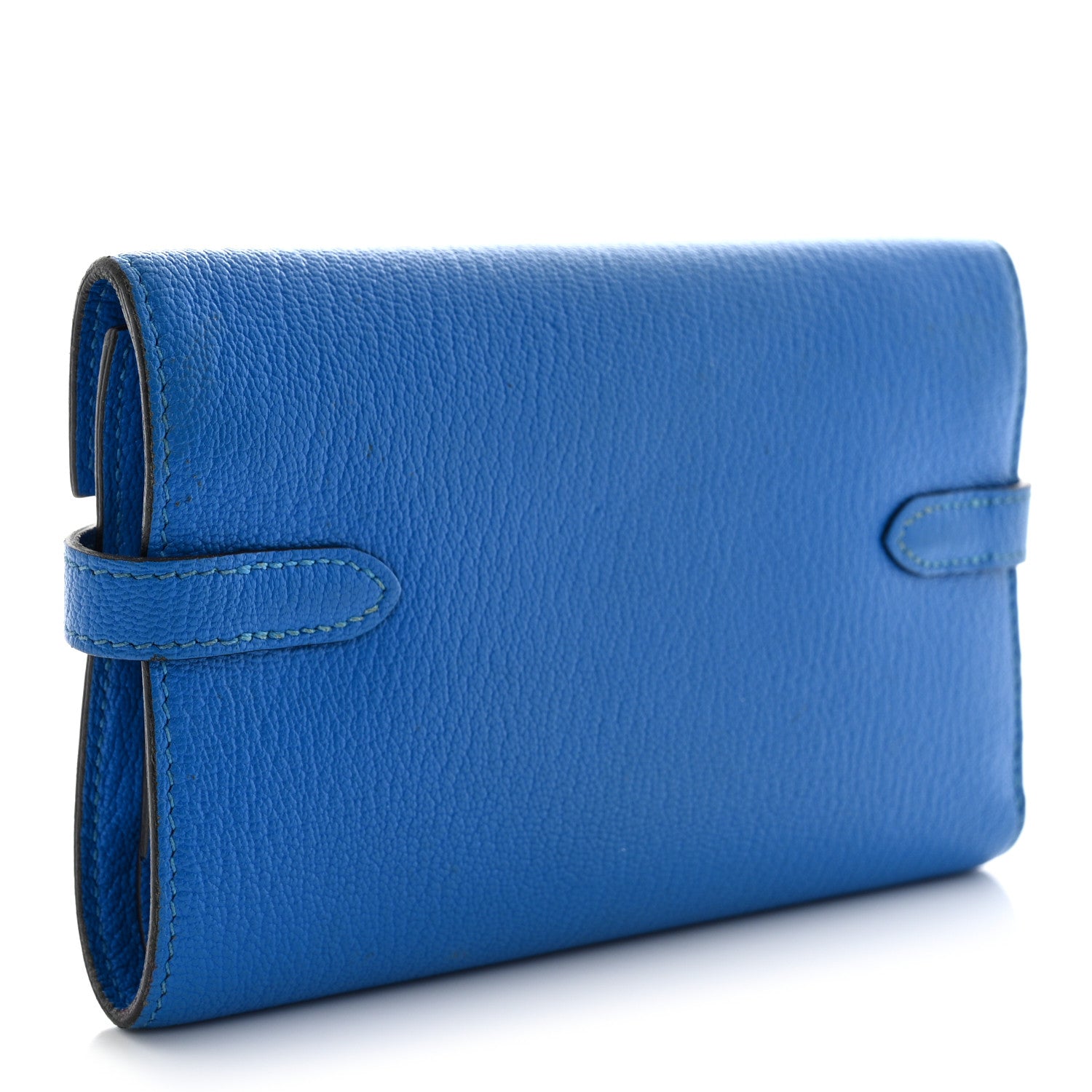 Hermes Chevre Mysore Medium Kelly Wallet Bleu Hydra 3 of 9