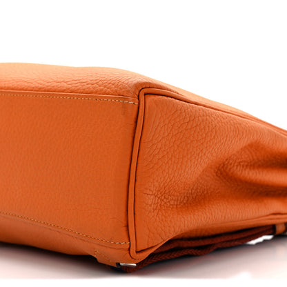 Hermes Taurillon Clemence Kelly Amazone Ado Backpack 22 Abricot Bleu Encre Cuivre 7 of 9