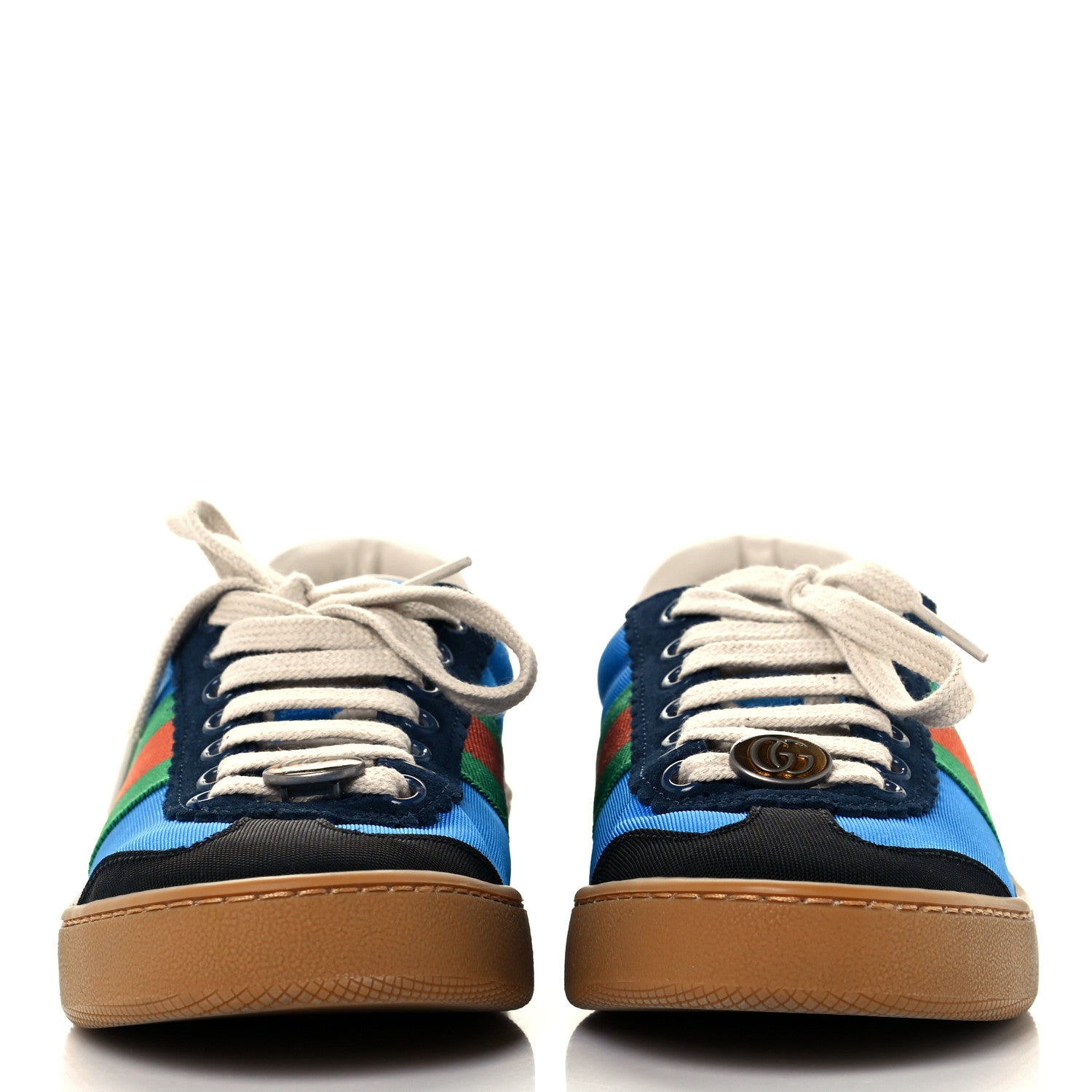 Gucci Nylon Suede Web Womens G74 Sneakers 37 Black Bright Splash 3 of 11