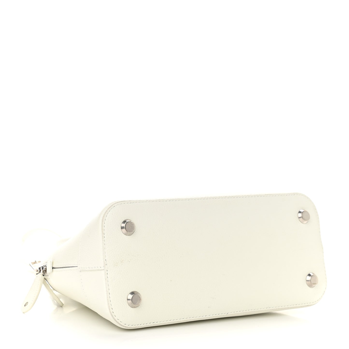 Grained Calfskin Logo S Ville Top Handle Bag White Black